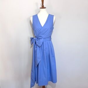 J. Crew Factory Wrap Dress in Cotton Poplin Periwinkle Blue Size 8 NWT